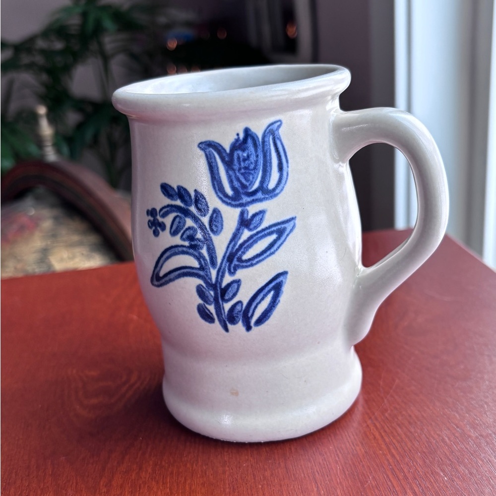 Pfaltzgraff Mug Yorktowne Stoneware Blue Tulip Vintage